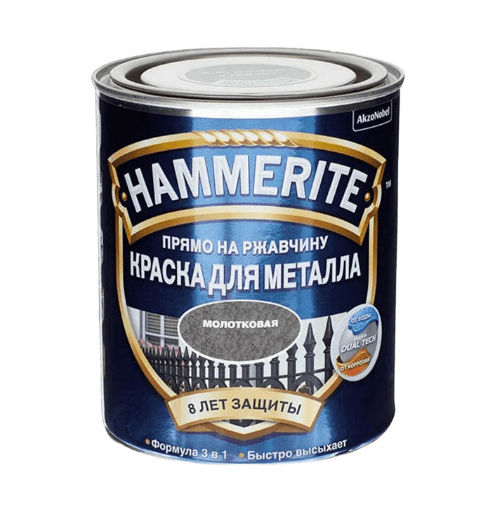 Hammerite, Прямо на Ржавчину краска для металла 3 в 1, гладкий зеленый мох, 2,5 л