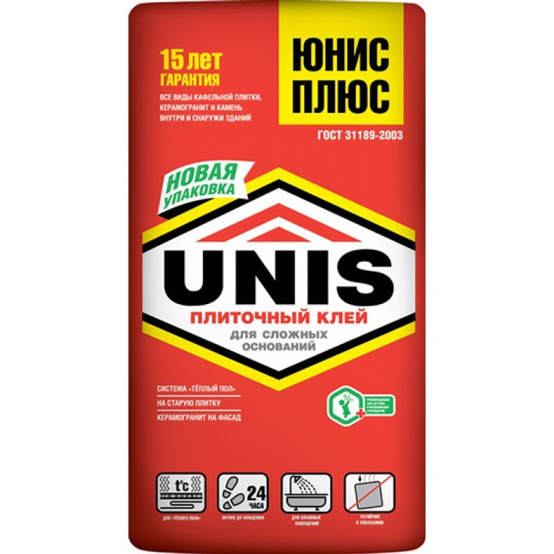 Unis Клей плиточный Юнис Плюс, 25 кг